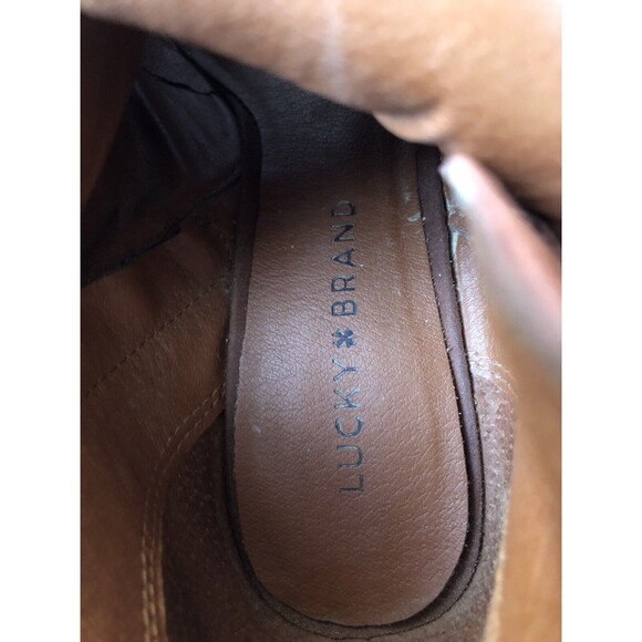 Lucky Brand Open Toe Brown Zip Up Suede Ankle Booties Size 9M - Picture 6 of 7